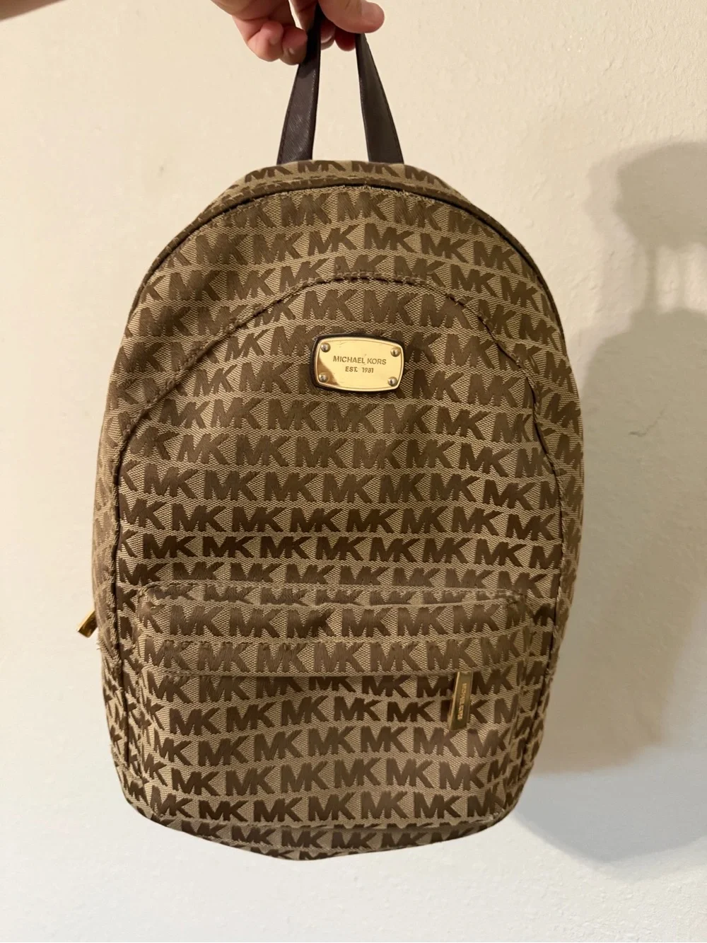 Michael Kors Tan/Brown MK Monogram Backpack